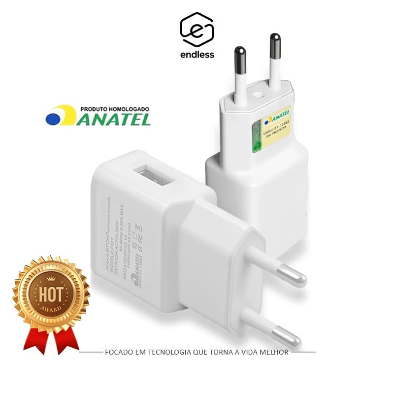 KIT 2 Carregador Tomada Plug Adaptador Fonte 3.1A MAX Mini Carregador Original Portátil Usb