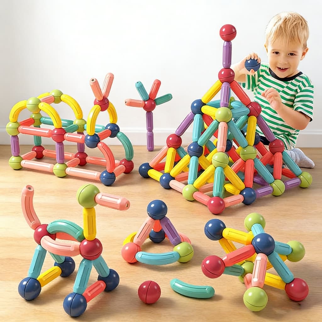 42/64/103 pcs Blocos De Bastões Montar Magnético Brinquedo Educativo Infantil