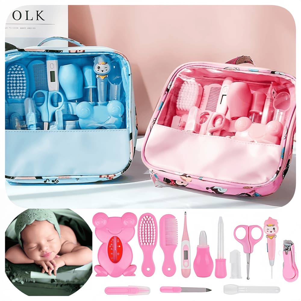 Bolsa Com Kit Para Cuidados De Higiene E Saúde Do Seu Bebê Com 13 Peças Contém TermômetroCortador E Outros Produtos