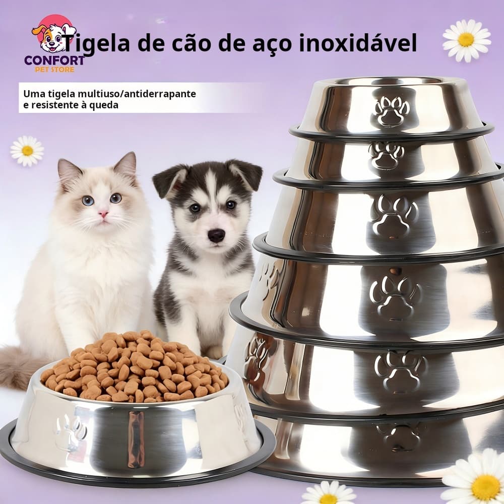 Tigelas de aço inoxidável para cães e gatos Comedouro e Bebedouro Inox Antiderrapante Para Cães e Gatos Resistente