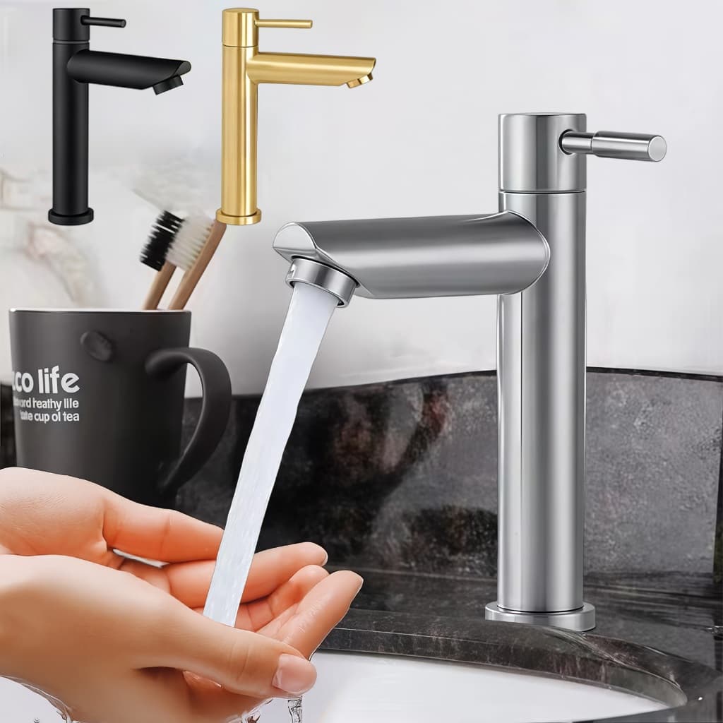 torneira para banheiro 304 inox metal bancada Torneira fria simples para lavatório FABN