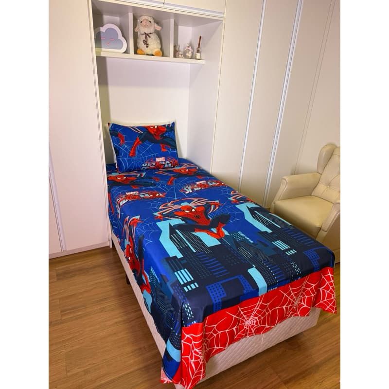 kit jogo de lençol infantil 2 peças homem aranha Relâmpago McQueen com fronha | toque de seda as