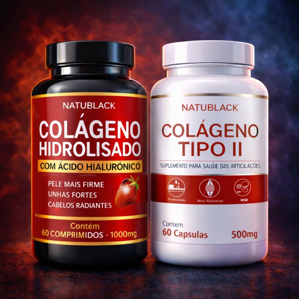 Colágeno Hidrolisado com Ácido Hialurônico + Colágeno Tipo 2 Original Kit Completo - ENVIO IMEDIATO