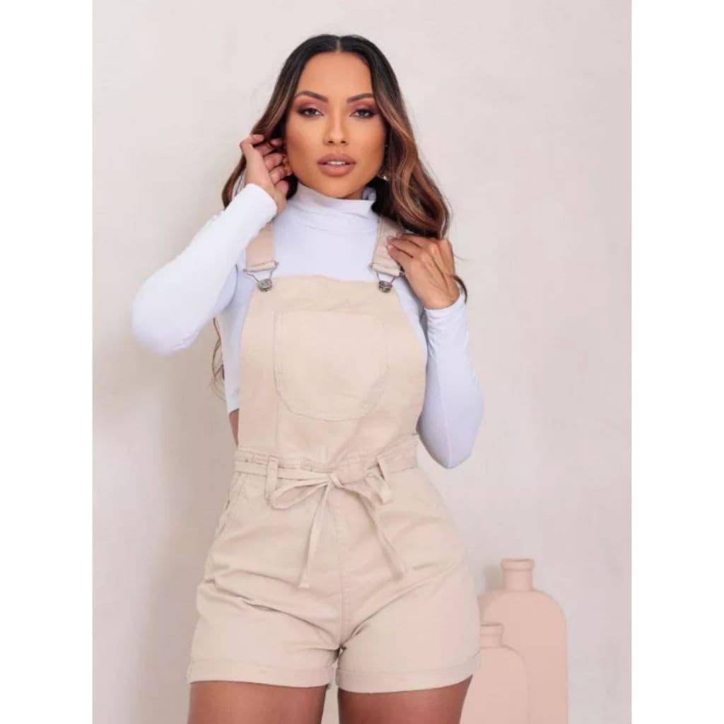 JARDINEIRA JEANS FEMININO CASUAL