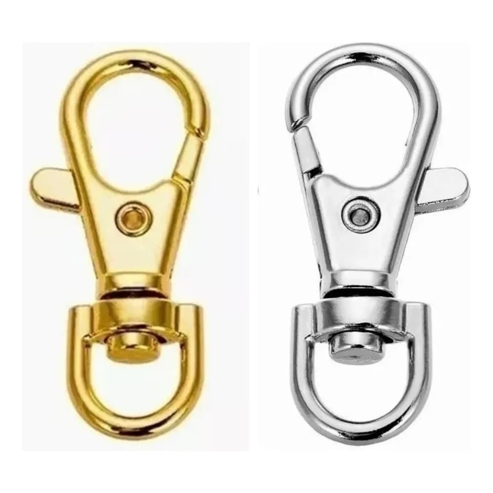 Mosquetão Fecho Dourado 35 mm 100Peças - Gancho Lagosta