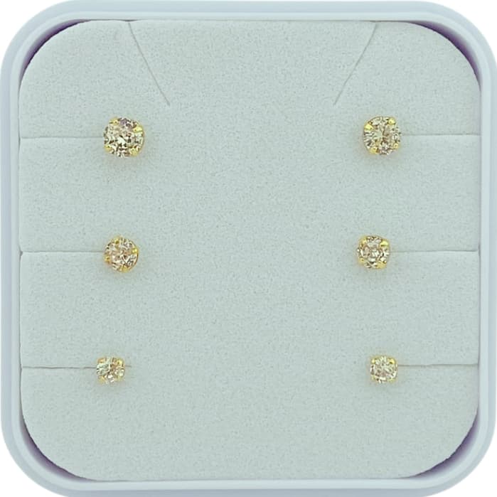 Brinco Infantil Feminino Pedrinha Zircônia Folheado a Ouro 18k Tarraxa Baby Hipoalergênico