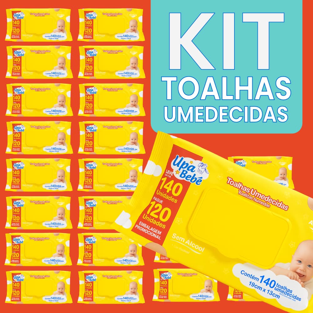Kit Lenços Toalhas Umedecidas Upa Bebe Sem Alcool Menina Menino Pacotes