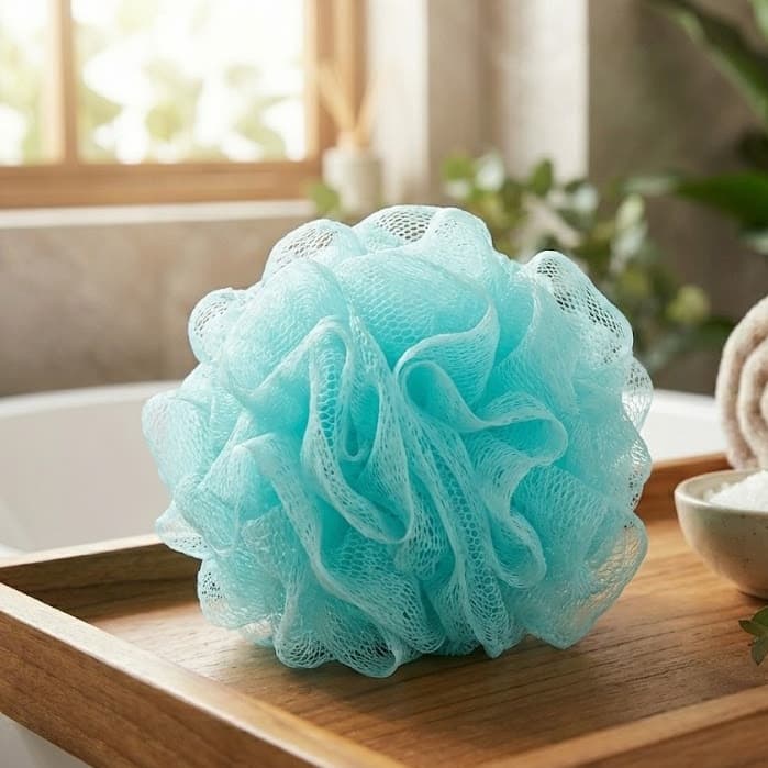 Esponja Esfoliante de Banho Nylon Flor Macia Acessório Colorida Para Pele Higiene Diária