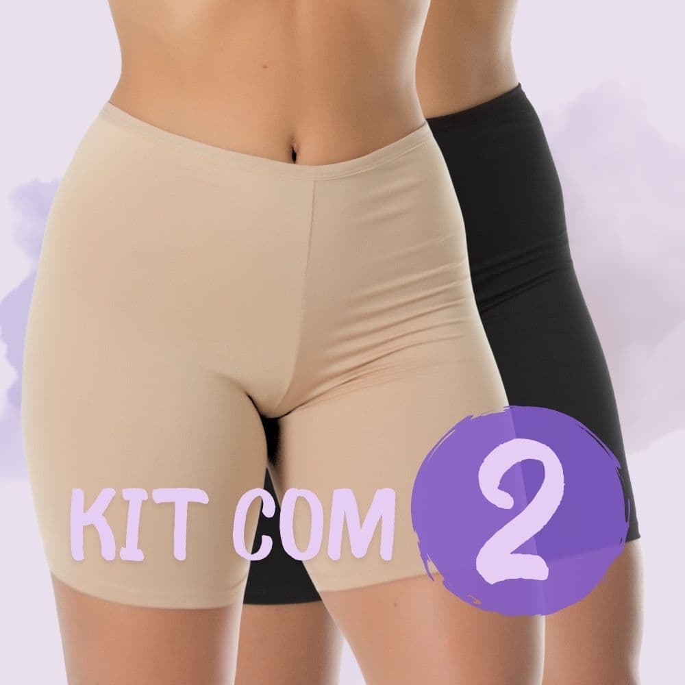 KIT 2 Short Intimo Anagua Segunda Pele Plus Size Modeladora Cintura Alta Bermuda