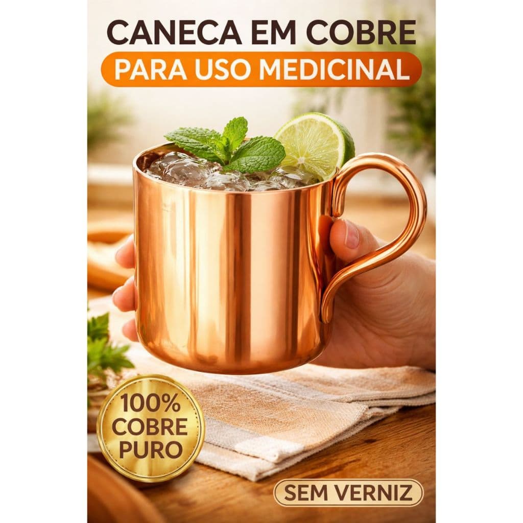 Caneca em Cobre Moscow Mule PARA USO MEDICINAL(SEM VERNIZ)
