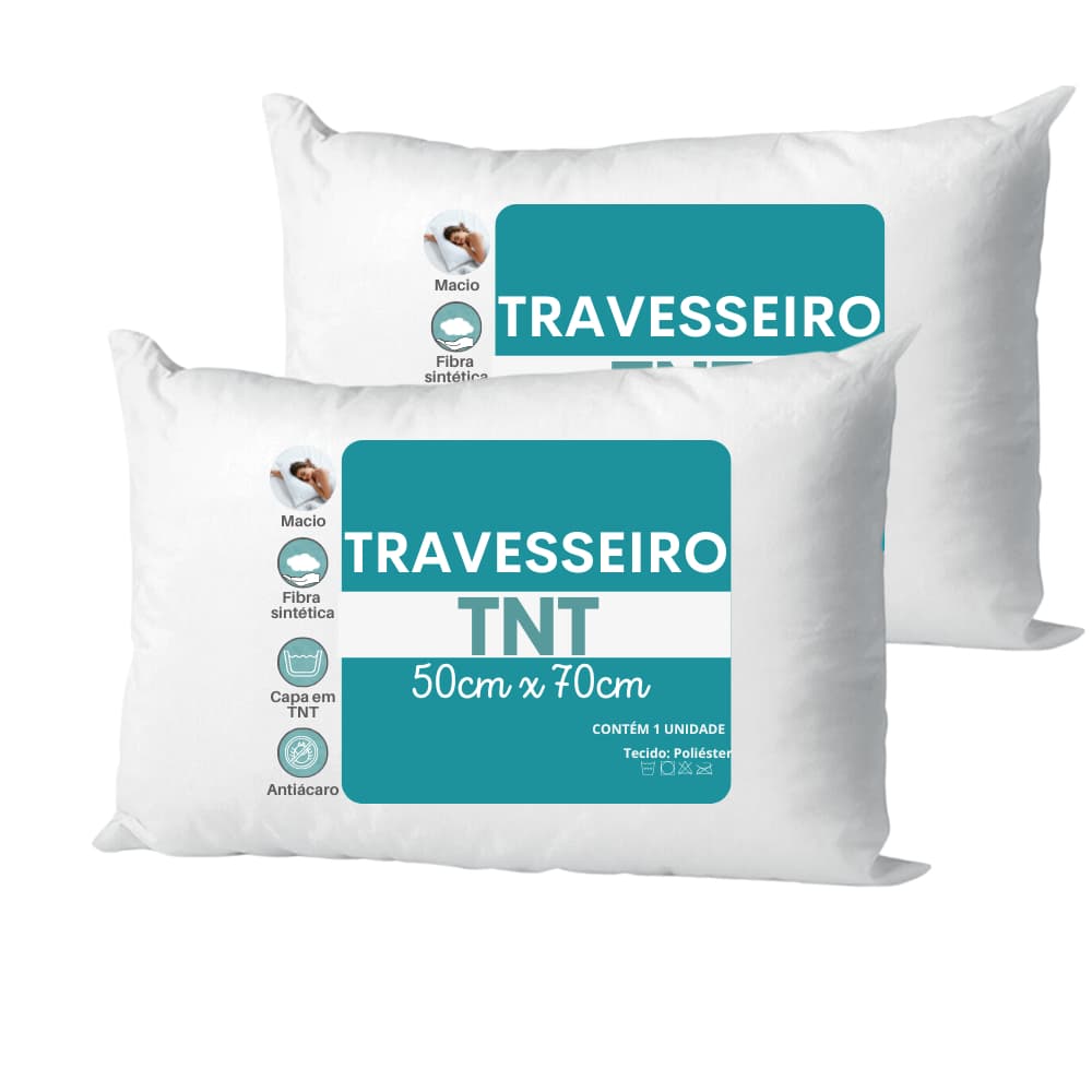 Kit 2 UNIDADES Travesseiros 50x70cm fibra antialérgico linha premium TNT