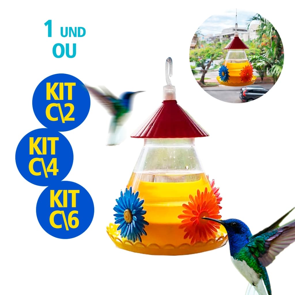 Bebedouro Beija-flor Primavera Anti Formiga com Poleiro Luxo Jardim Varanda e Sacada Passaro e Aves