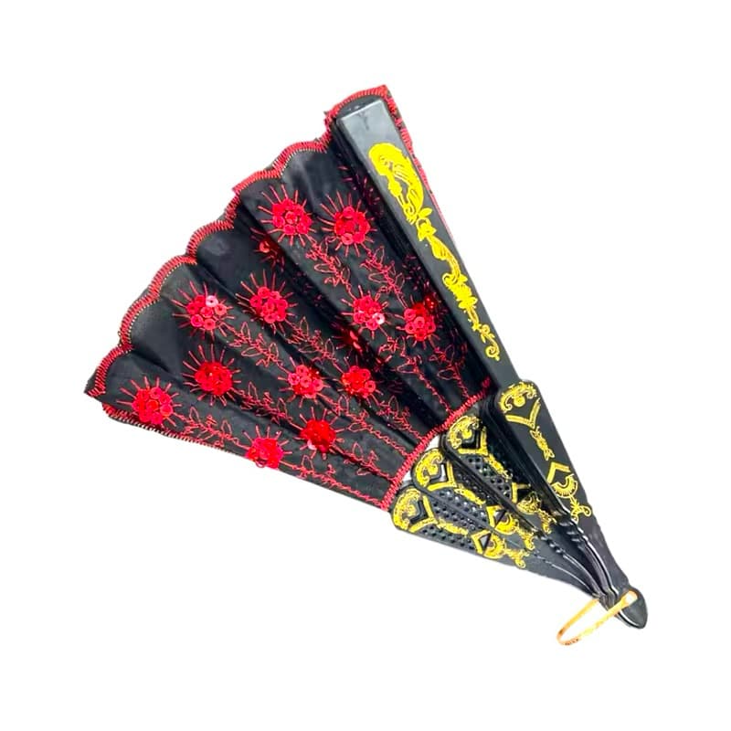 Leque Pomba Gira Cigana Luxo Paetê Cores Umbanda Candomblé Vermelho