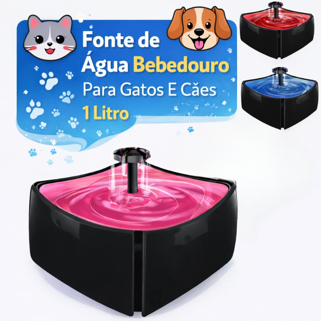 Fonte De Água Bebedouro Para Gatos E Cães 1 Litros Bivolt Mec Pet