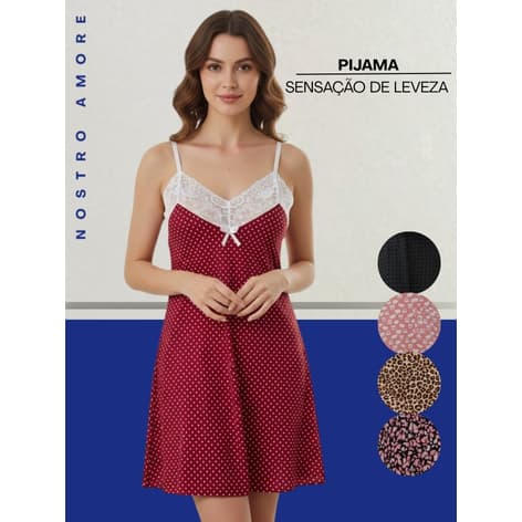 Camisola Feminina Plus Size Liganet Modelagem Soltinha com Detalhes em Renda