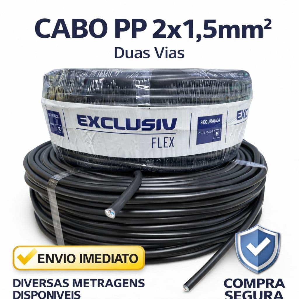 Cabo Comando PP 2x1,5 mm 100 metros 50 metros 40 metros e 30 metros