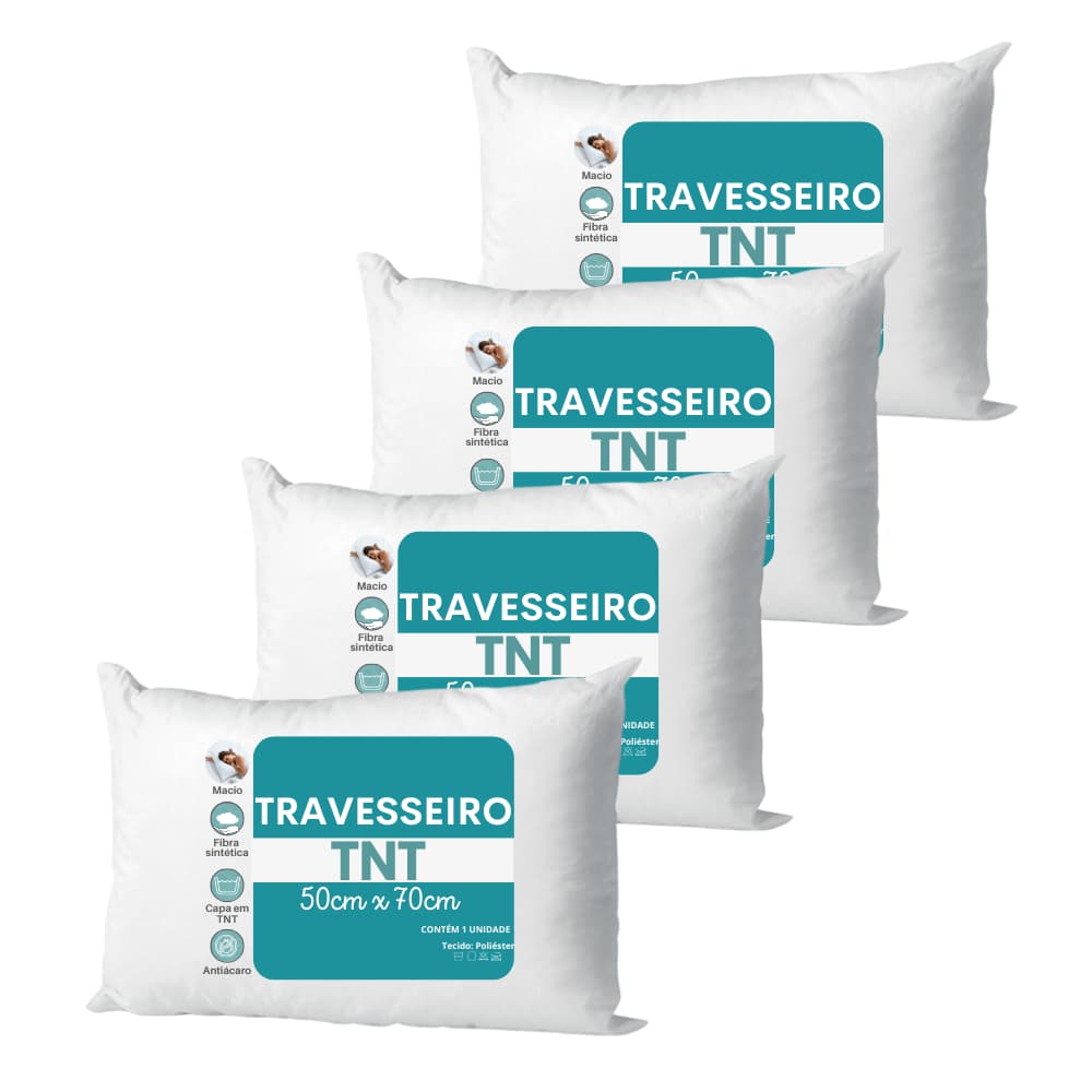 Kit Travesseiros 50x70cm Fibra Antialérgico Linha Premium