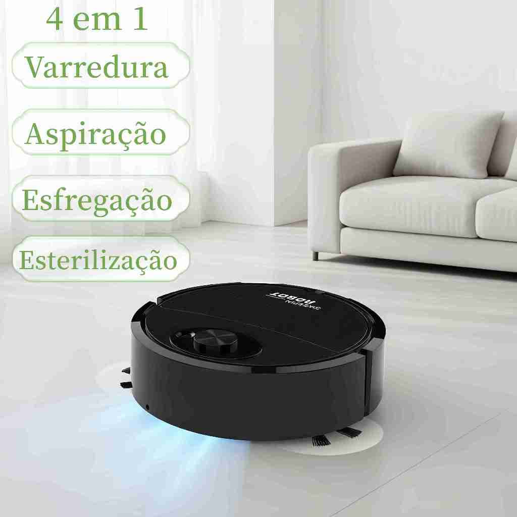 Robô Aspirador De Pó 4 em 1 - Limpeza para Casa - Aspira, Varre, Esfrega e Esteriliza