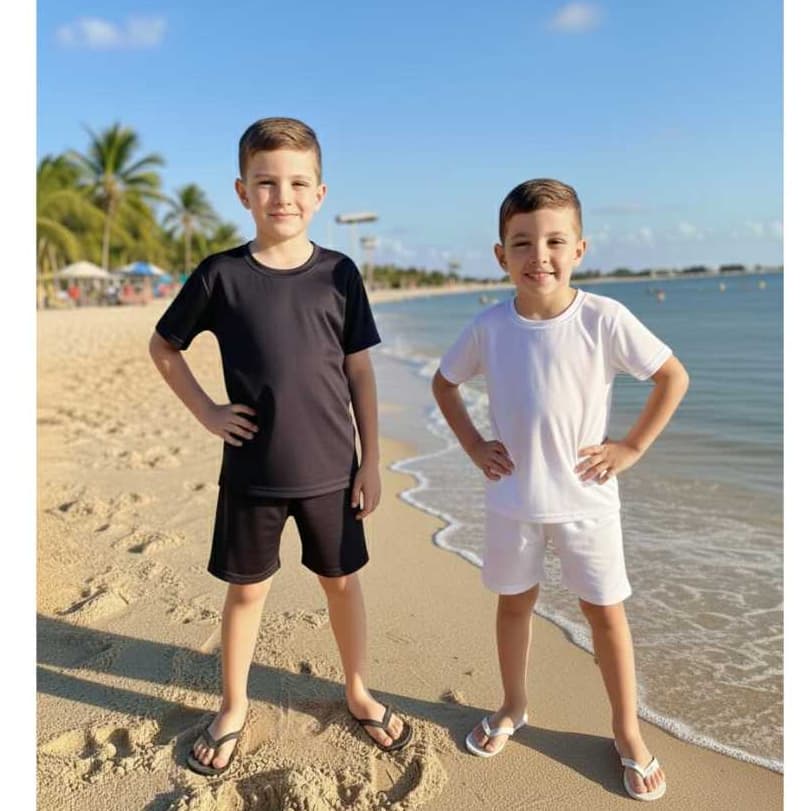 Conjunto Camiseta e Shorts Juvenil 2 Peças Infantil Unissex Diversas Cores Liso Uniforme Dry Fit