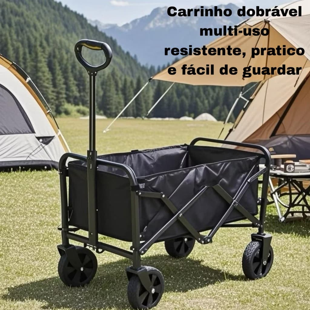 Carrinho Multiuso Para Camping Até 100kg Dobrável Piquenique Carrinho