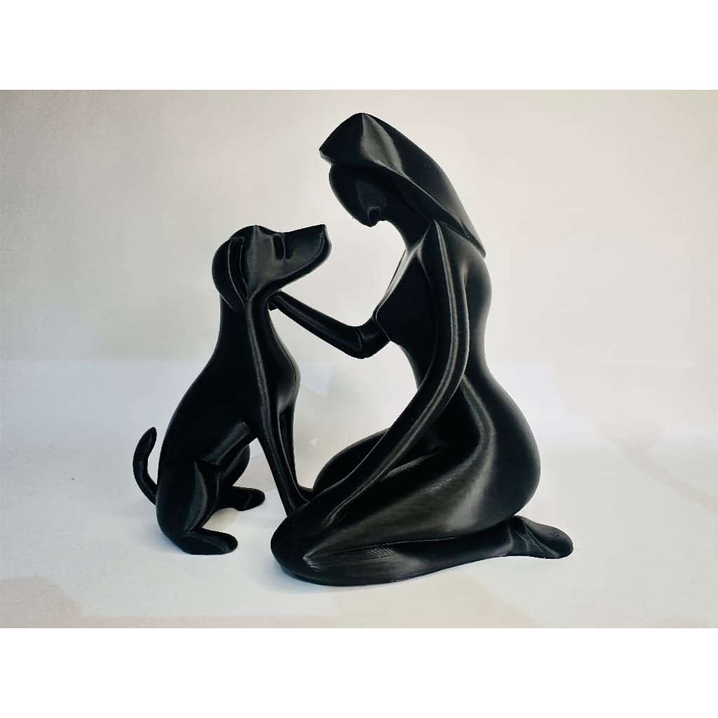 Estatueta Mulher e Cachorro 15 cm Decoração Enfeite Quarto Sala Escritório Consultório
