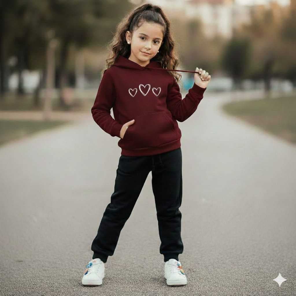 Conjunto Moletom Infantil 100% Algodão Estampa Coração