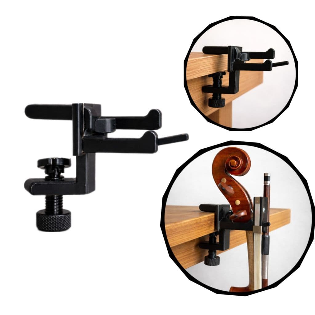 Suporte para Violino e Arco para Banco da Igreja CCB Fixação em Mesa