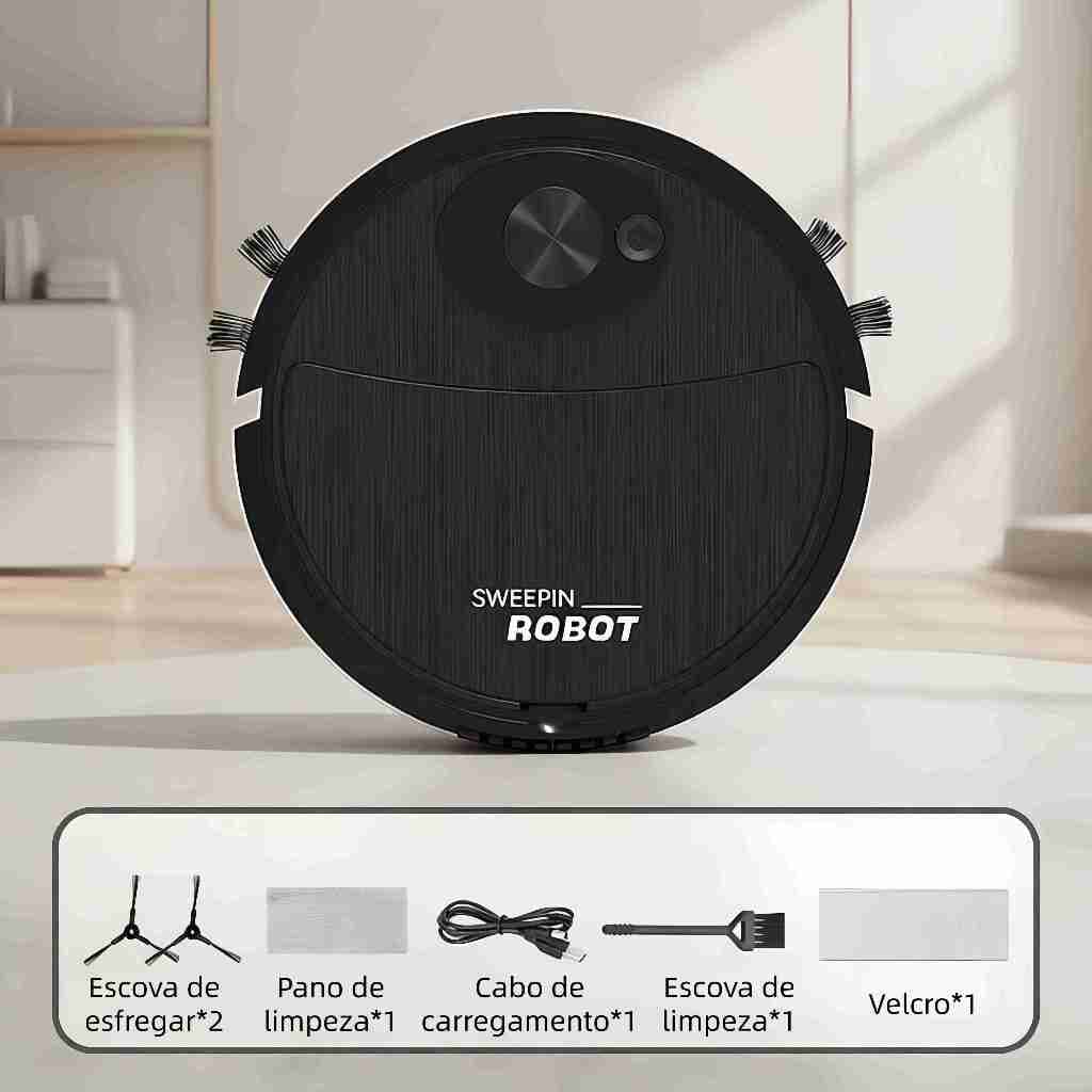 Robô Aspirador De Pó 4 em 1 para Limpeza Doméstica – Varredura, Sucção, Esfregação e Esterilização