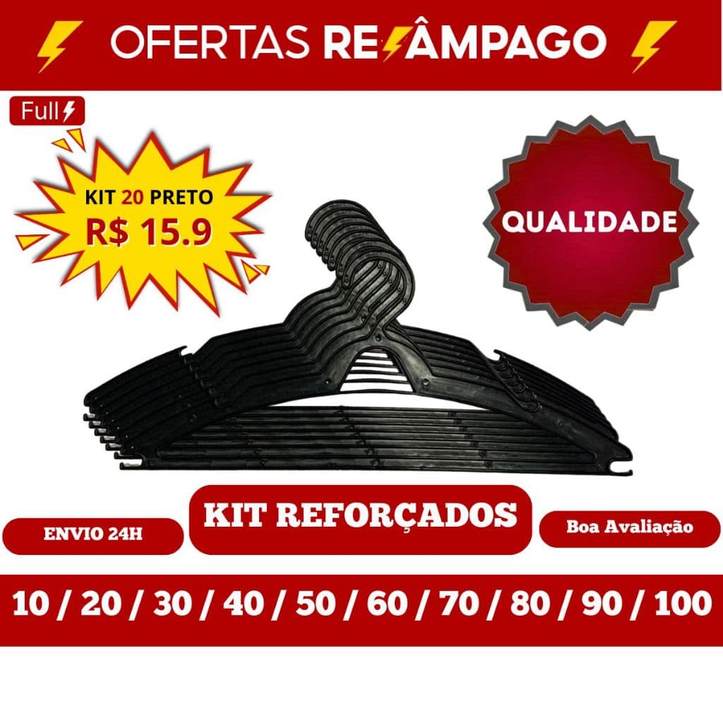 Cabide Adulto Preto Kit 100 Cabides Reforçados Organizar Roupas *ENVIO IMEDIATO*
