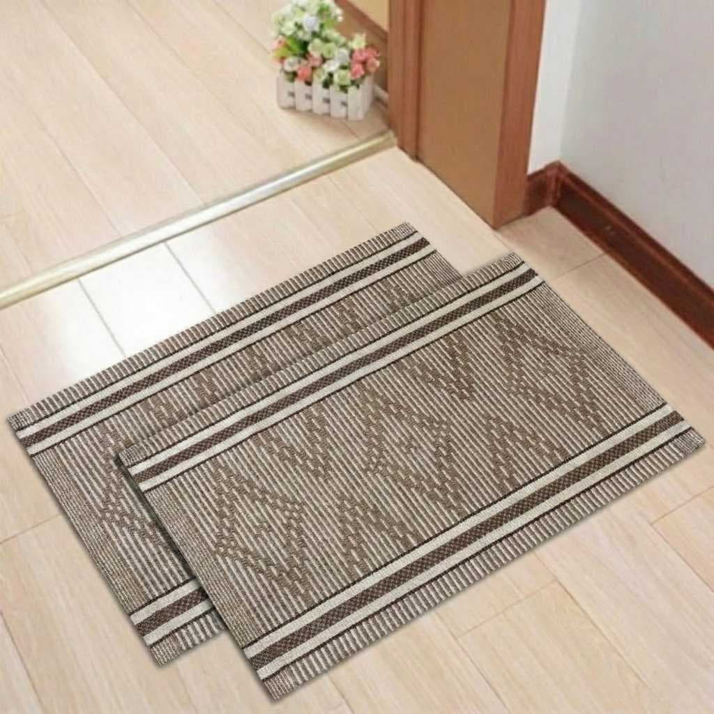 Kit 2 Tapetes Pequeno Trabalhado 0.47 x 0.72 Algodão Cozinha Porta Banheiro