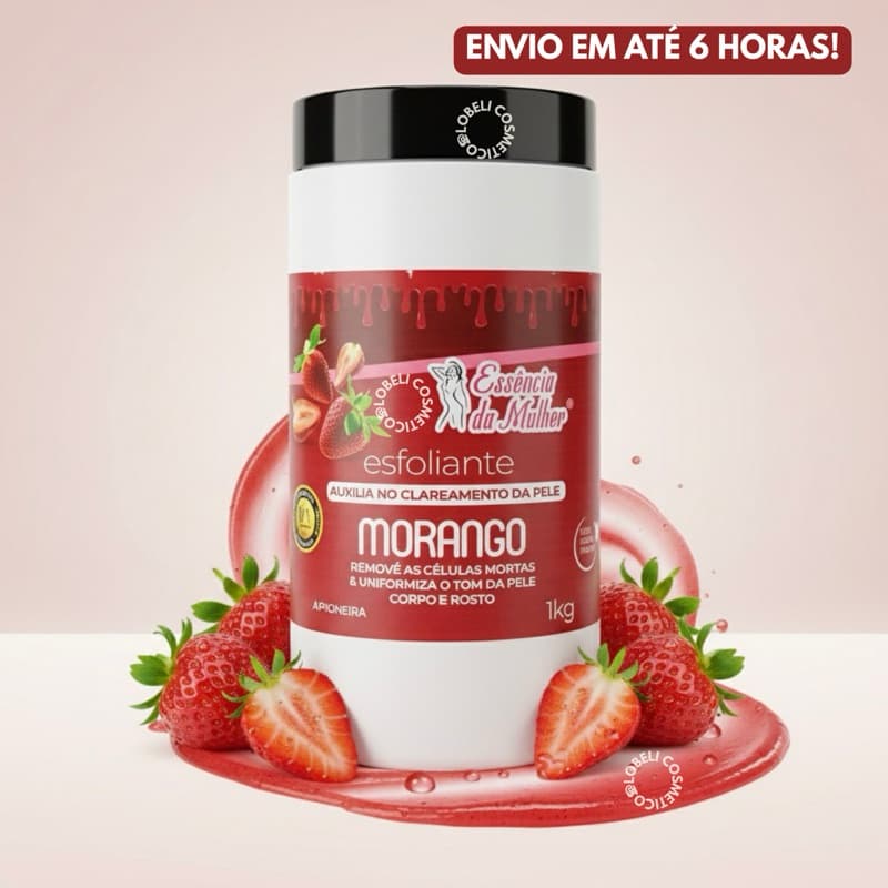 Esfoliante Corpo e Rosto Morango 1kg Essência da Mulher Ajuda no Clareamento da Pele skincare