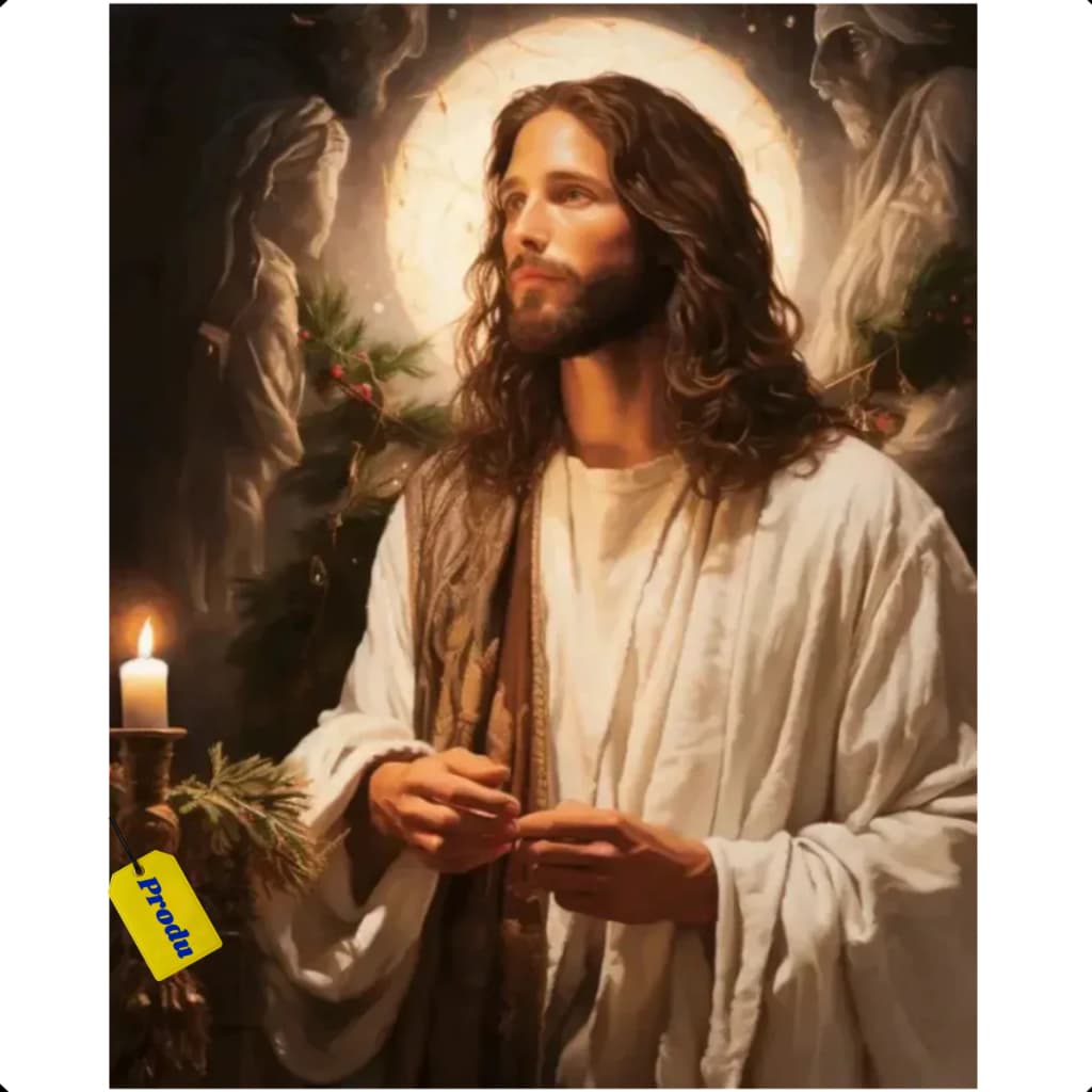 Kit Pintura Diamante 5D Religiosa Tela 30x40cm Mosaico Terapêutico Pedras Redondas Relaxante Produ