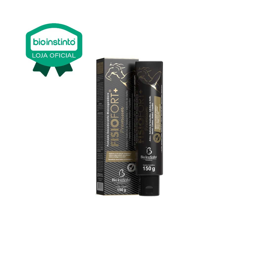 12 UN POMADA FISIOFORT PREMIUM 150g massageadora desodorante Bio instinto dores musculares treino