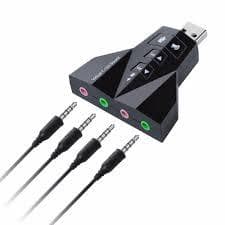 Placa De Som Adaptador Usb 7.1 Para 2 Fone Microfone