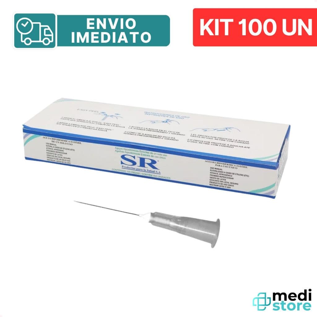 Kit com 100 Agulhas descartáveis (27.5G 1/2) 13 x 0,38 mm SR - Envio Imediato