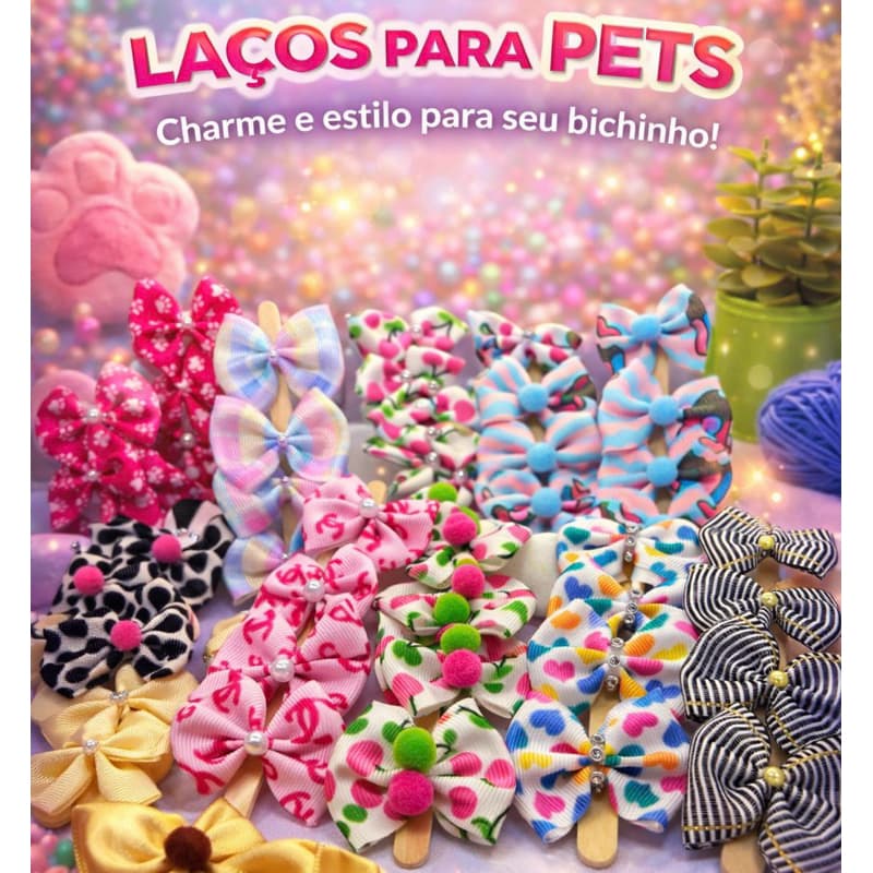kit de laços para pets variados, delicados e coloridos atacado e varejo.