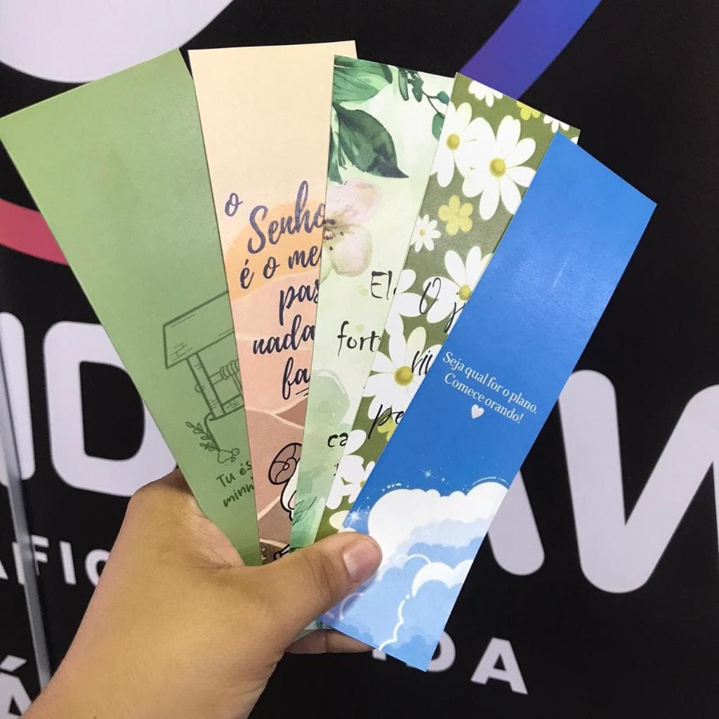 20 ~ 100 Marcador de Página Personalizado, 18x5cm Só Frente, Couchê 250g brilho (Criamos sua arte)