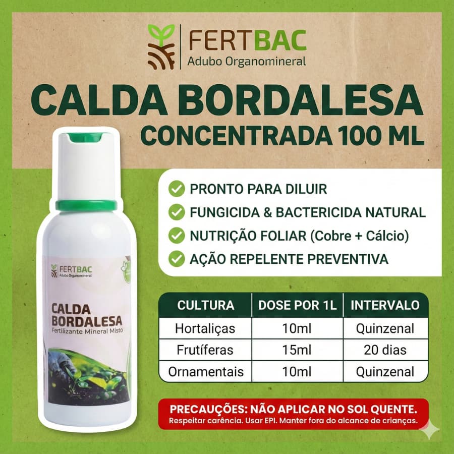 Calda Bordalesa Super Concentrada 100ml | Rende Muito | Adubo Foliar e Fungicida Potente