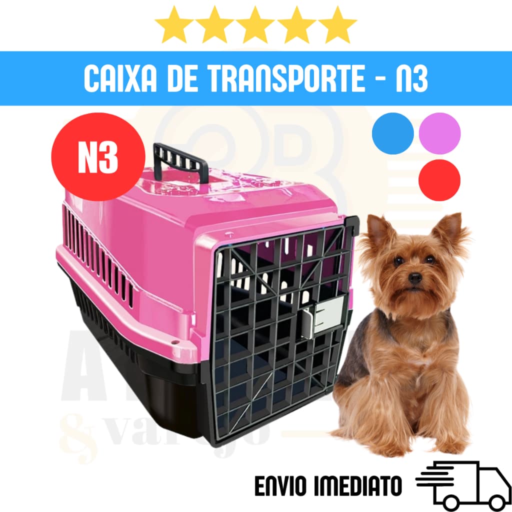 Caixa de Transporte N3 Mec Pet até 7kg | Cães Gatos Coelho Aves | Passeio e Viagem Pequeno Porte