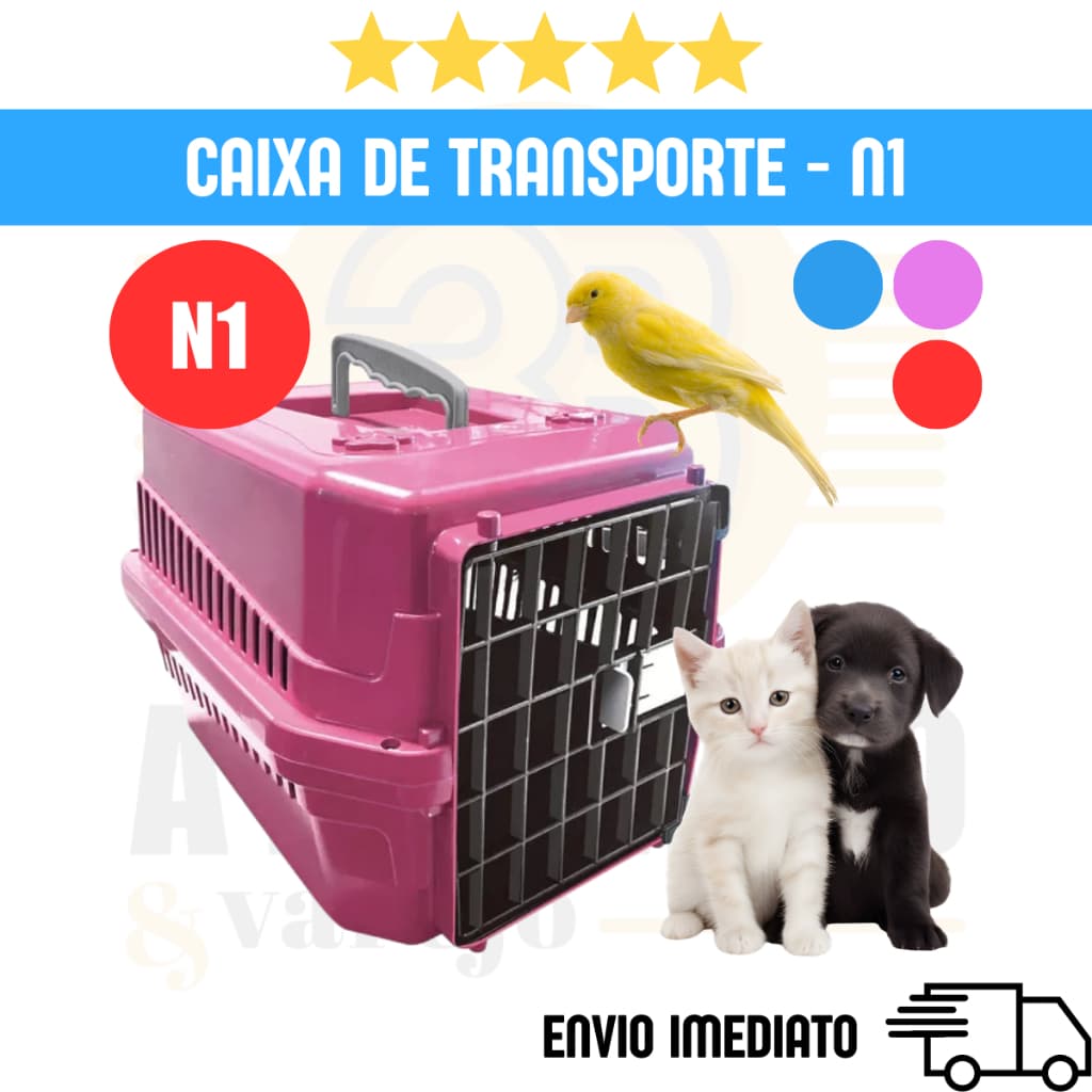 Caixa de Transporte Viagem N1 para Filhotes até 5kg Aves Coelho Cães e Gatos Mec Pet Pequeno Porte