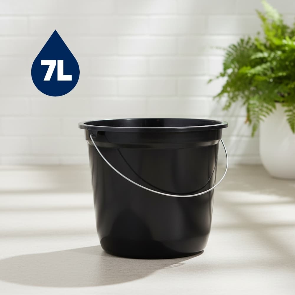 Kit 04 Baldes para Limpeza , higiene e Organização de 7 Litros Preto.