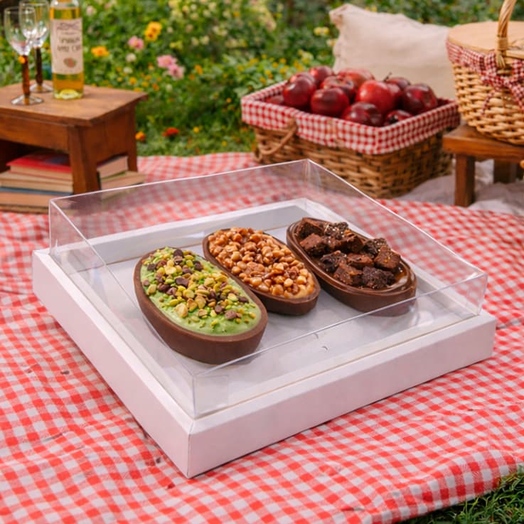 Caixa Trio G para 3 Ovos de Colher 150g - Embalagem - Formas BWB - Páscoa Gourmet