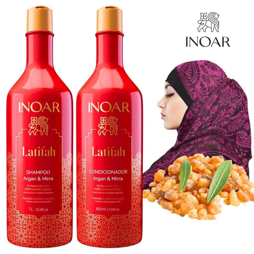 Inoar - Kit Latifah Árabe Argan e Mirra Shampoo 1L + Condicionador 800ML | Envio IMEDIATO!