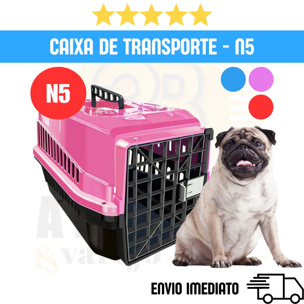 Caixa de Transporte N5 até 15kg Resistente Mec Pet | Cachorro Gato | Alça Segura para Viagem