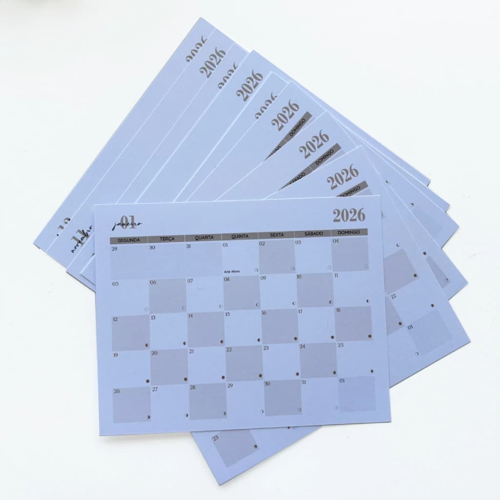Calendário Mensal Folhas Soltas 2026