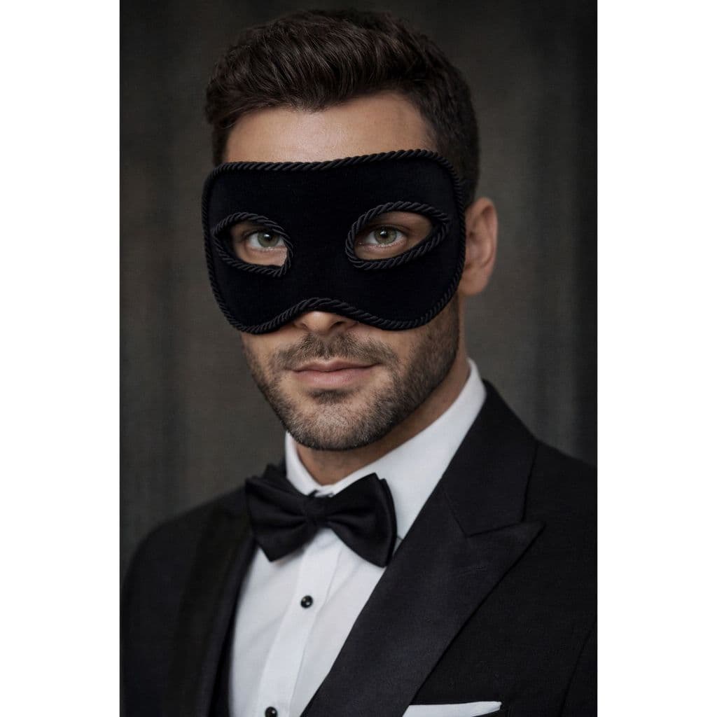 Máscara Veneziana Veludo Preta  Luxo Baile de Mascara 50 Tons Casamento Noivo Festa Carnaval