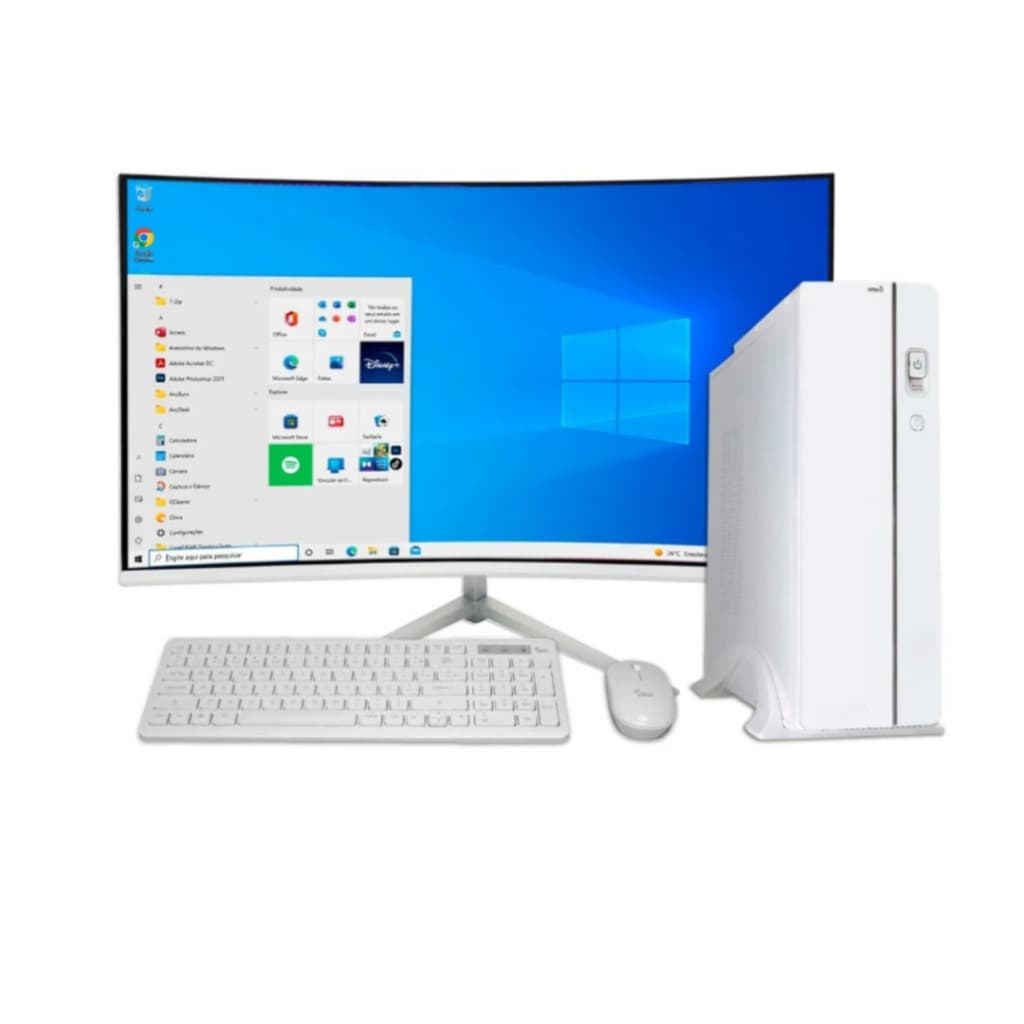 Pc Slim branco completo intel core i5 / 16gb De Ram/ Ssd 1TB /Wifi /Tela 24'' Curvo 165HZ + NFe