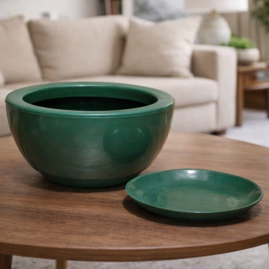 Vaso Bacia para planta Luxo Lisa N1 em Polietileno com prato coletor