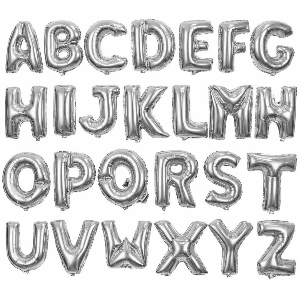 Balão Metalizado Letras Prata 40cm 80cm Decoração Festa Aniversario Palavras