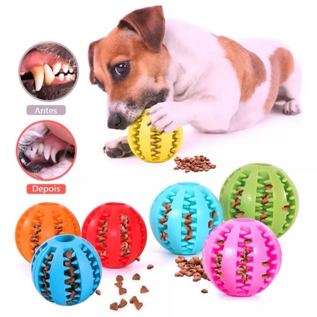 Pet Mordedor Bola Multifuncional Escova Mordedor Porta Petisco Pet Ball Boa Qualidade 6CM